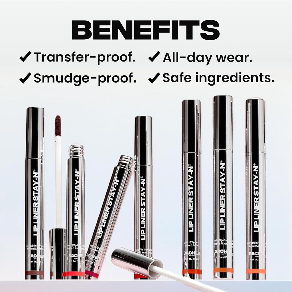 Sacheu Lip Liner STAY-N Peel Off Lip Stain — Long Lasting Waterproof Lip Tint with Hyaluronic Acid & Vitamin E — Transfer Proof Matte Finish, Vegan & Cruelty-Free (p-INKED) SacheuBuy Supplements Australia