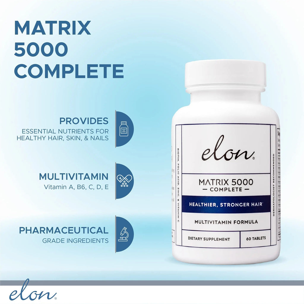 Elon Matrix 5000 Complete Multivitamin — Skin, Hair and Nail Growth Vitamins — Healthy Hair Growth Vitamins for Women & Men Elon