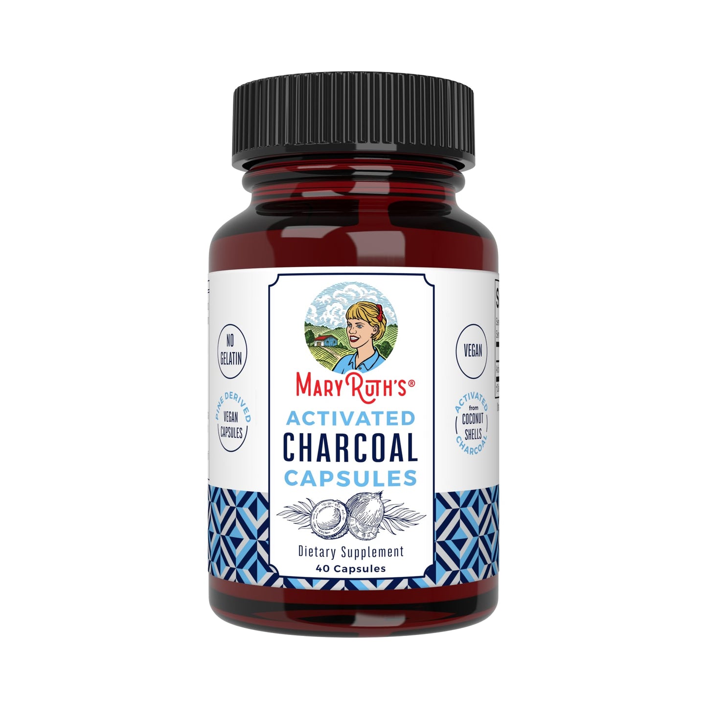 MARYRUTH'S Organics Activated Charcoal Capsules | Substance Adsorption | Derived from Coconut Shells | Vegan Capsules from Pine Trees