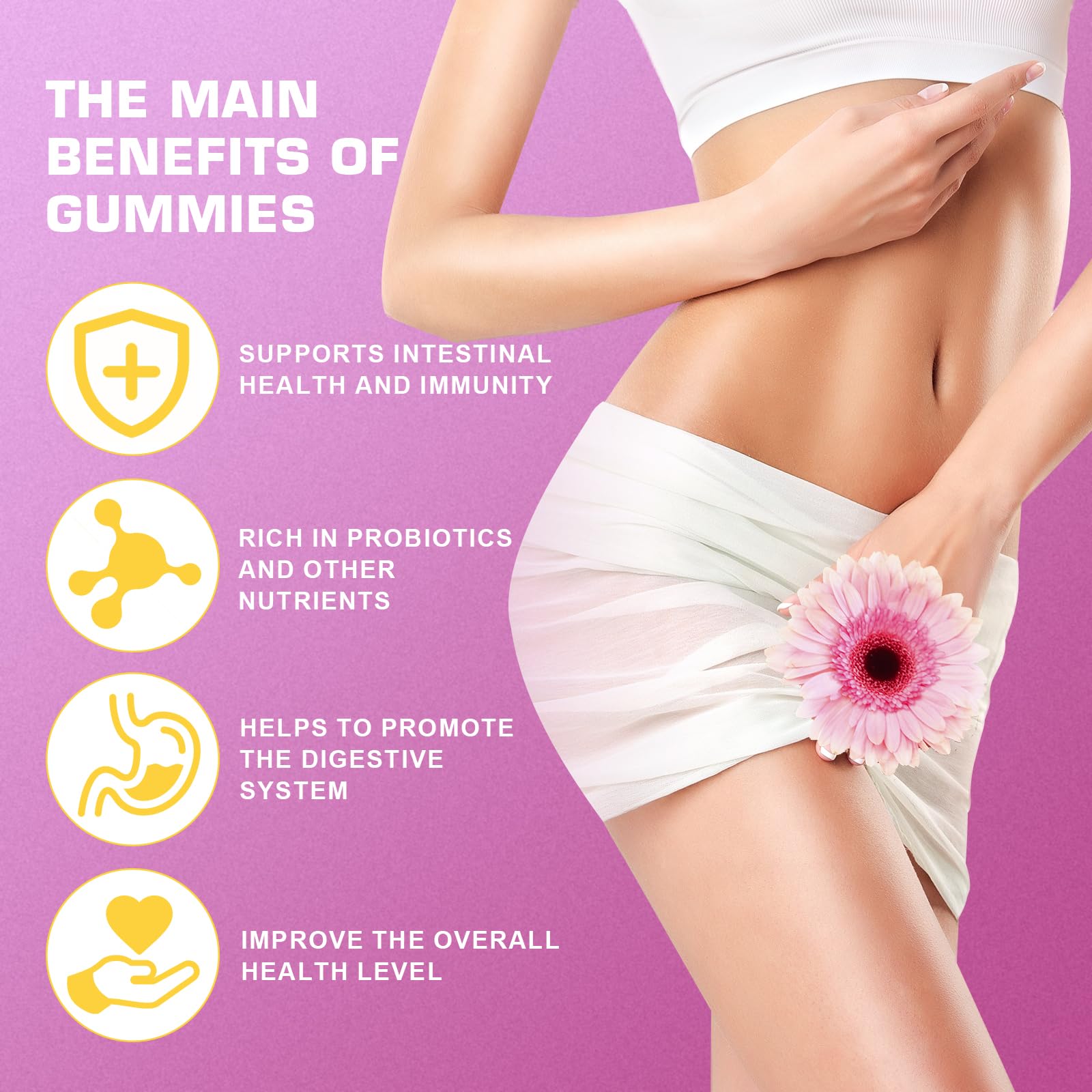 Brurtzexs Her Juicy Feminine Probiotics Gummies for Women with Slippery Elm - Pineapple Flavor, pH Balance & Immune Health Support - Digestive & Feminine Support - Vegan Supplement, 60 C Brurtzexs buy supplements Au