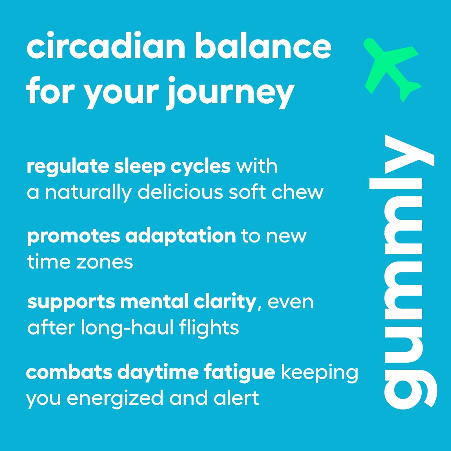 Jet Lag Remedy for Travel Gummies • No Jet Lag Pills Alternative • Travel Essentials • Support Adjustment to Time Zones and Circadian Rhythm • Delicious Tropical Berry Flavor • 20 Gummies 3-5 Trips GummlyBuy Supplements Australia