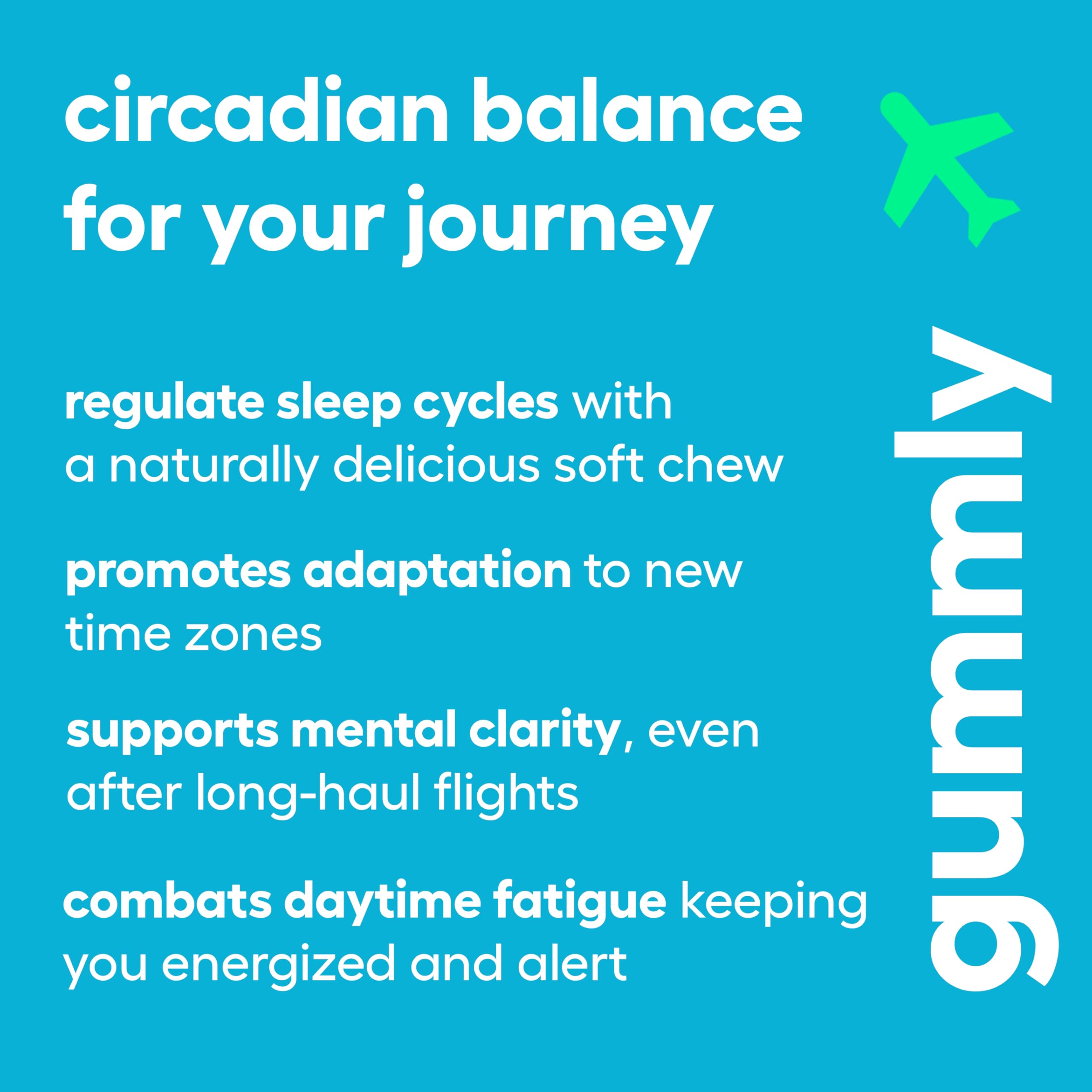 Jet Lag Remedy for Travel Gummies • No Jet Lag Pills Alternative • Travel Essentials • Support Adjustment to Time Zones and Circadian Rhythm • Delicious Tropical Berry Flavor • 20 Gummies 3-5 Trips GummlyBuy Supplements Australia