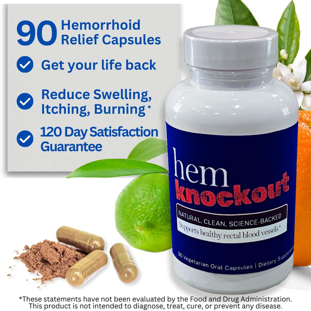 Hem Knockout Internal Hemorrhoid Relief Supplement- Fast-Acting Pills for Pain, Swelling & Bleeding - Natural Vein Strengthening Formula - 90 Day Supply - Made in USA Hem KnockoutBuy Supplements Australia