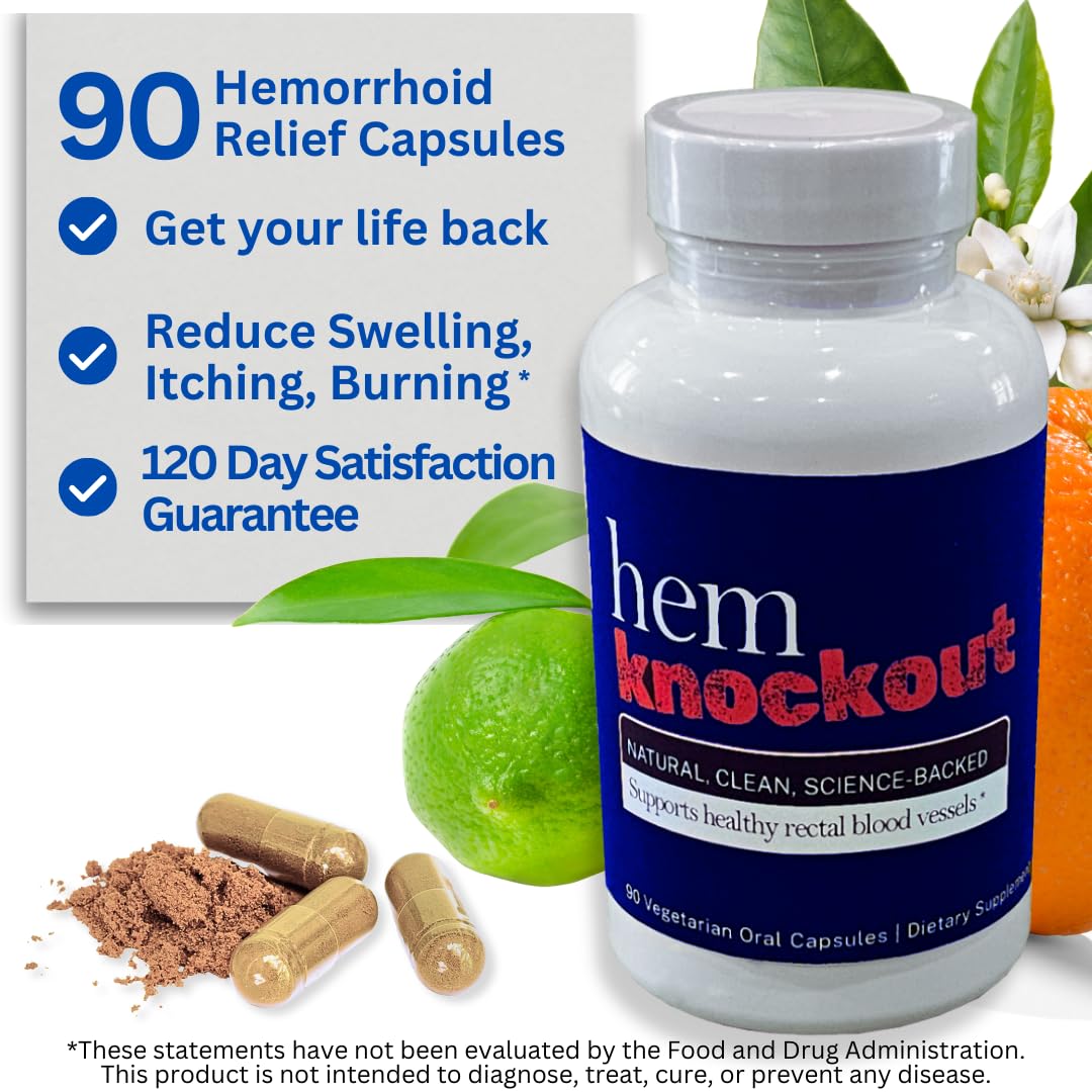 Hem Knockout Internal Hemorrhoid Relief Supplement- Fast-Acting Pills for Pain, Swelling & Bleeding - Natural Vein Strengthening Formula - 90 Day Supply - Made in USA Hem KnockoutBuy Supplements Australia