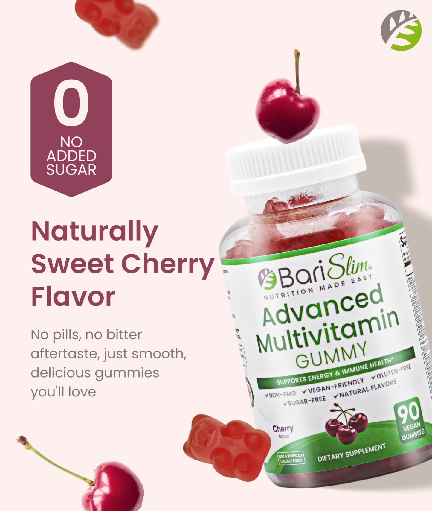 BariSlim Advanced Bariatric Multivitamin Gummies - Specially Formulated Bariatric Vitamins for Patients After Weight Loss Surgery - Supports Energy & Immune Health | Cherry (90 Vegan Gummies) BariSlim buy supplements Au