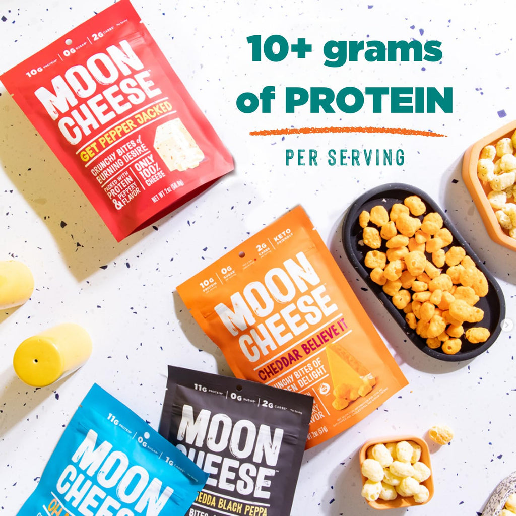 Moon Cheese Cheddar Believe It, 10 Ounce, 2-Pack, Crunchy, Protein-Rich Cheese Snack, Keto Friendly, 100% Real Cheese