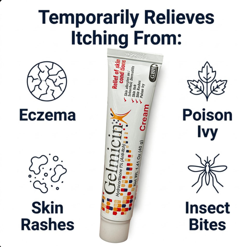 Gelmicin Cream 40g Skin Allergies, Skin Itch, Skin Rashes, Poison Ivy Relief- Contains 1.41 oz Gelmicin buy supplements Au