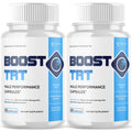 Two bottles of Boost TRT male performance capsules on a white background