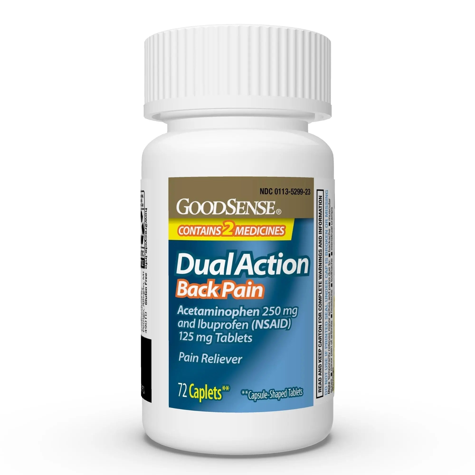 GoodSense Dual Action Acetaminophen and Ibuprofen (NSAID) Tablets, 250 mg/125 mg, Back Pain, 72 Count GoodSenseBuy Supplements Australia