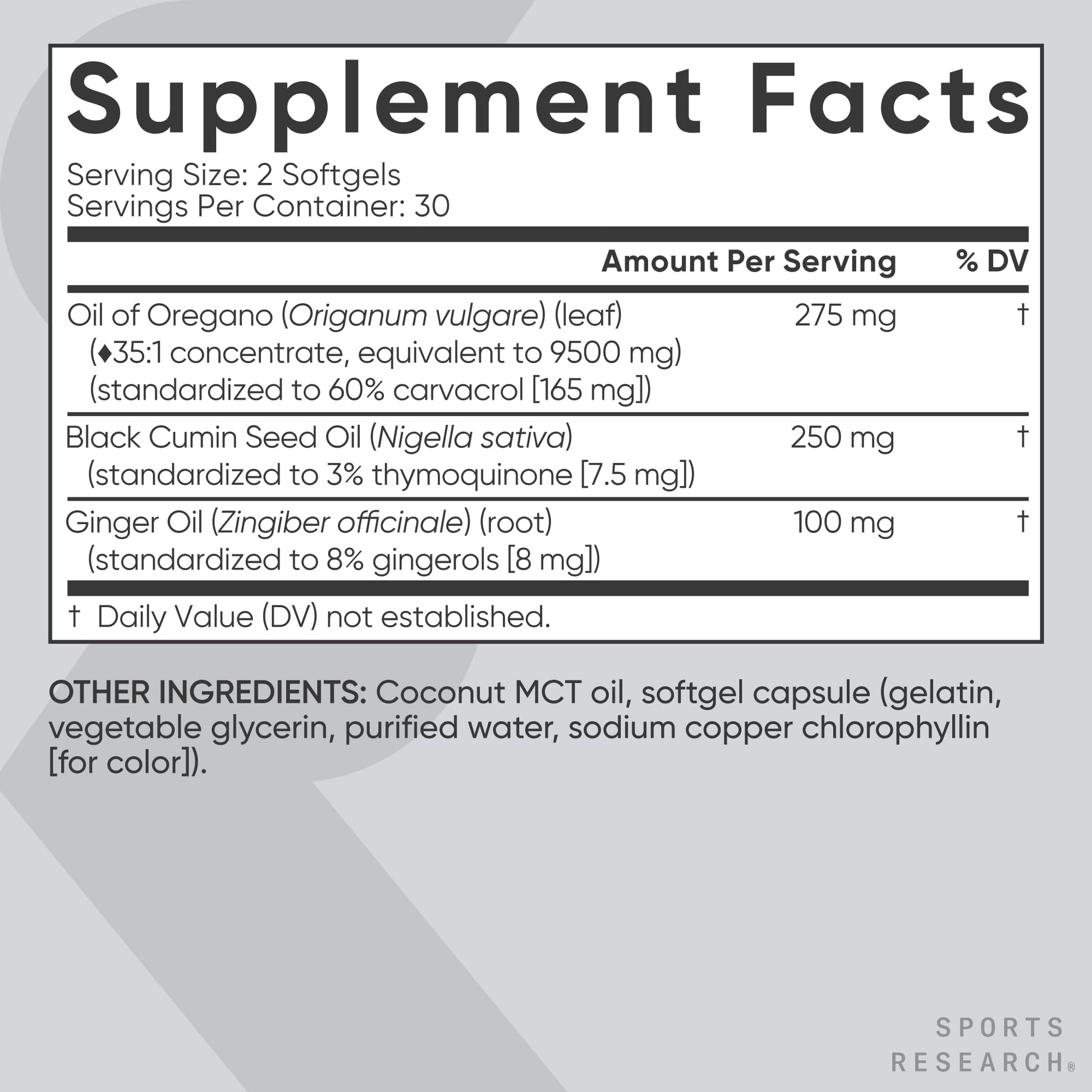 Sports Research® Oil of Oregano 9500mg w/Black Seed Oil & Coconut MCT Oil - Antioxidant Combination Supplement Rich in Thymoquinone & Carvacrol - Gluten Free · Non-GMO - 60 Softgels Sports Research buy supplements Au
