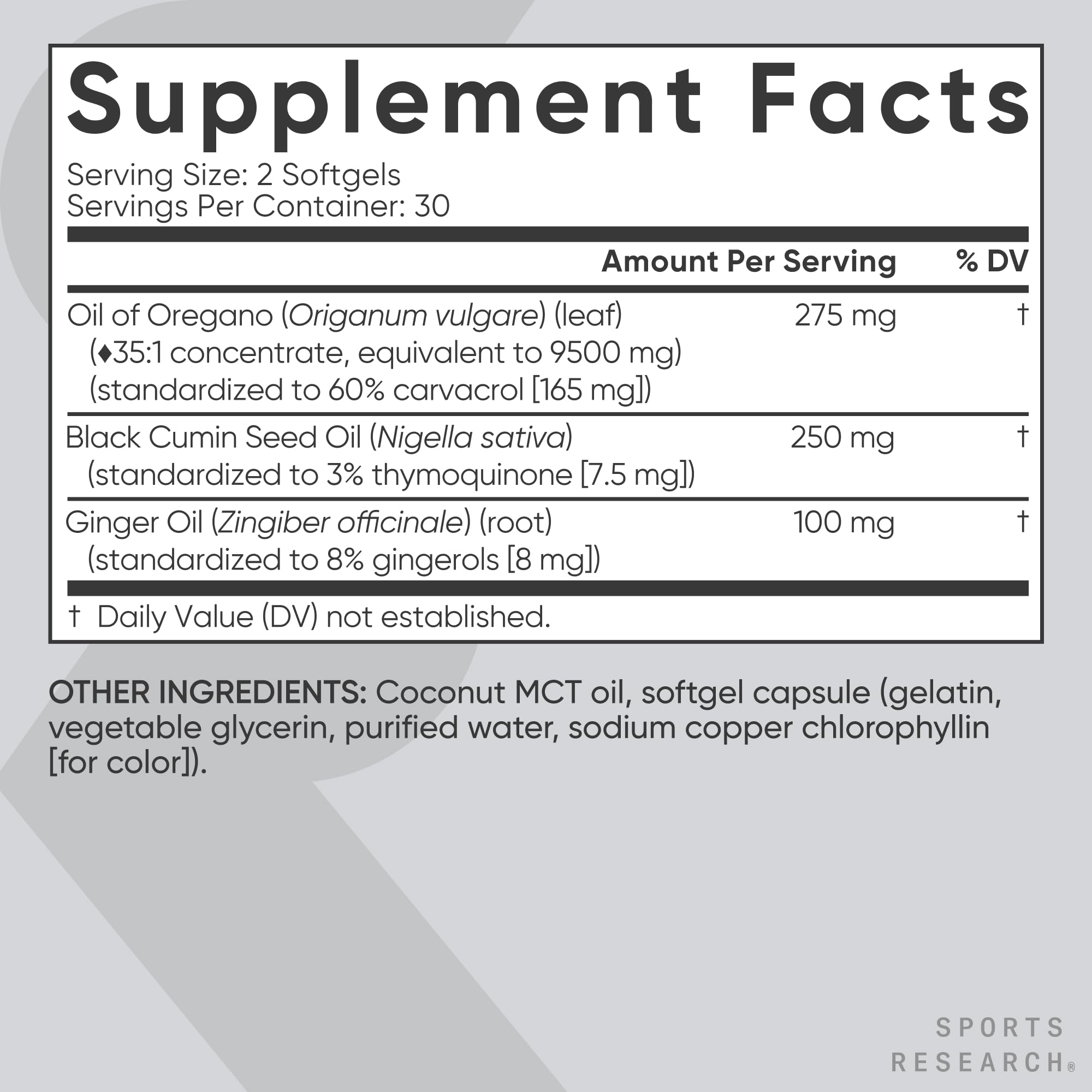 Sports Research® Oil of Oregano 9500mg w/Black Seed Oil & Coconut MCT Oil - Antioxidant Combination Supplement Rich in Thymoquinone & Carvacrol - Gluten Free · Non-GMO - 60 Softgels Sports Research buy supplements Au