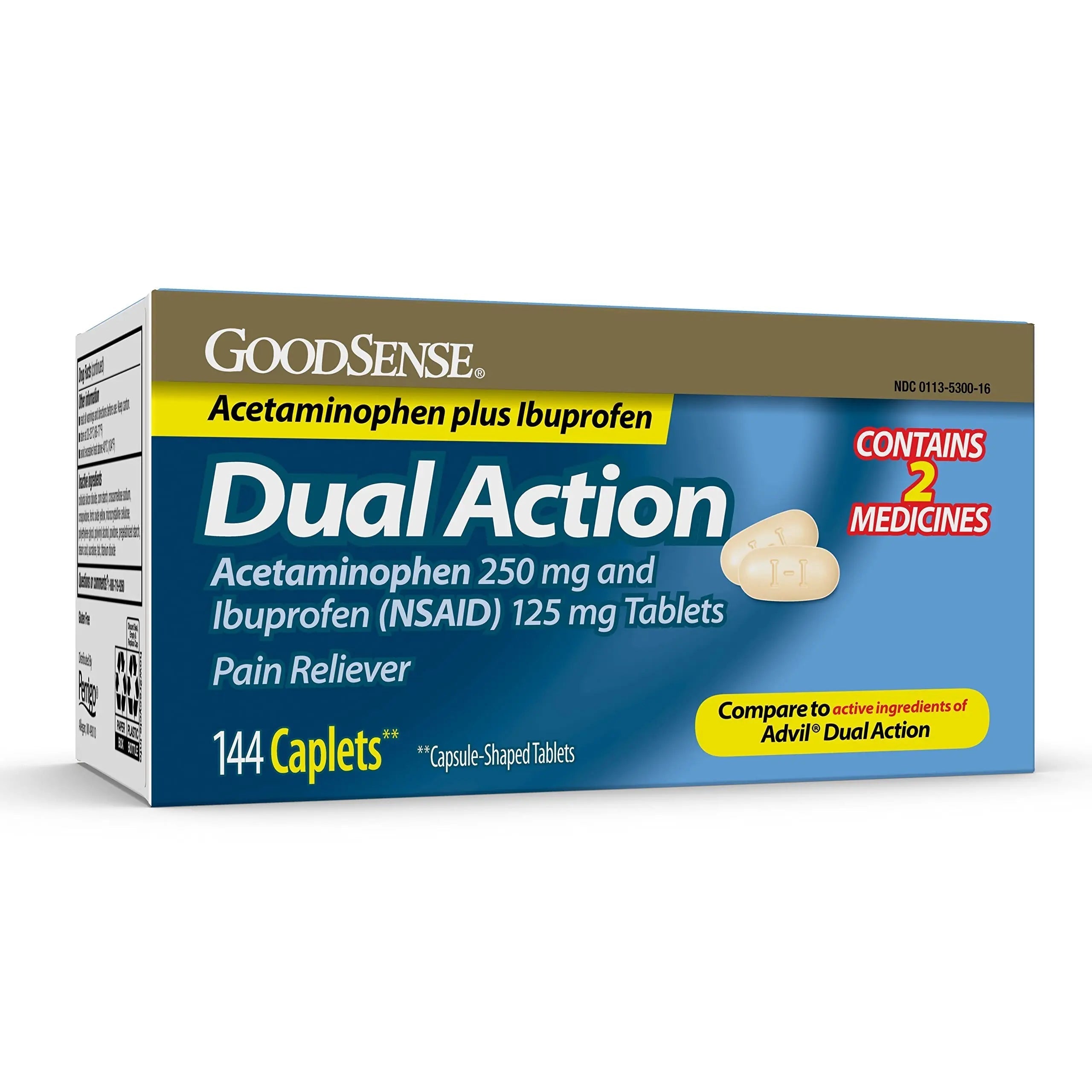 GoodSense Dual Action Acetaminophen 250 mg and Ibuprofen (NSAID) 125 mg Tablets, Pain Reliever for Headache Relief, Arthritis Pain Relief and More, 144 Count GoodSenseBuy Supplements Australia