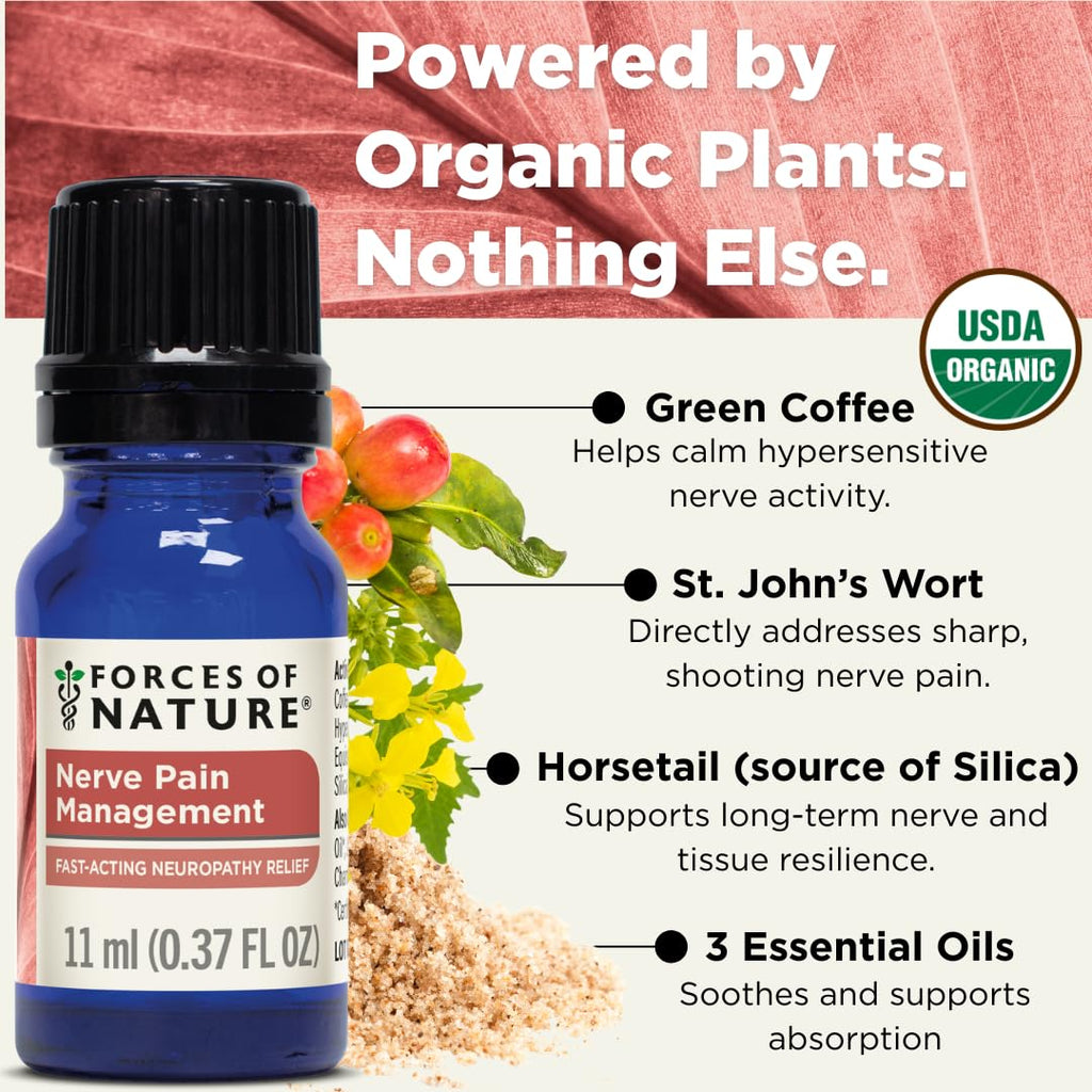 Forces of Nature Nerve Pain Management, Organic Topical Relief for Neuropathy & Nerve Discomfort, Homeopathic Medicine Supports Relief from Shooting Pains for Back, Hands, Legs and Feet, .37 fl oz Forces of NatureBuy Supplements Australia
