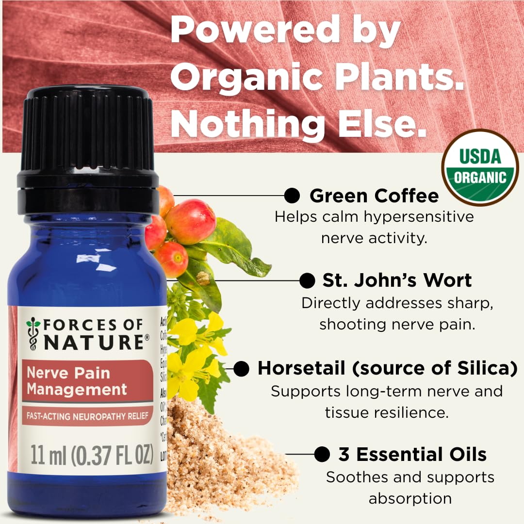 Forces of Nature Nerve Pain Management, Organic Topical Relief for Neuropathy & Nerve Discomfort, Homeopathic Medicine Supports Relief from Shooting Pains for Back, Hands, Legs and Feet, .37 fl oz Forces of NatureBuy Supplements Australia