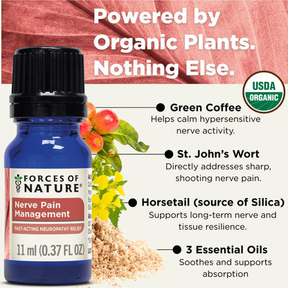 Forces of Nature Nerve Pain Management, Organic Topical Relief for Neuropathy & Nerve Discomfort, Homeopathic Medicine Supports Relief from Shooting Pains for Back, Hands, Legs and Feet, .37 fl oz Forces of NatureBuy Supplements Australia