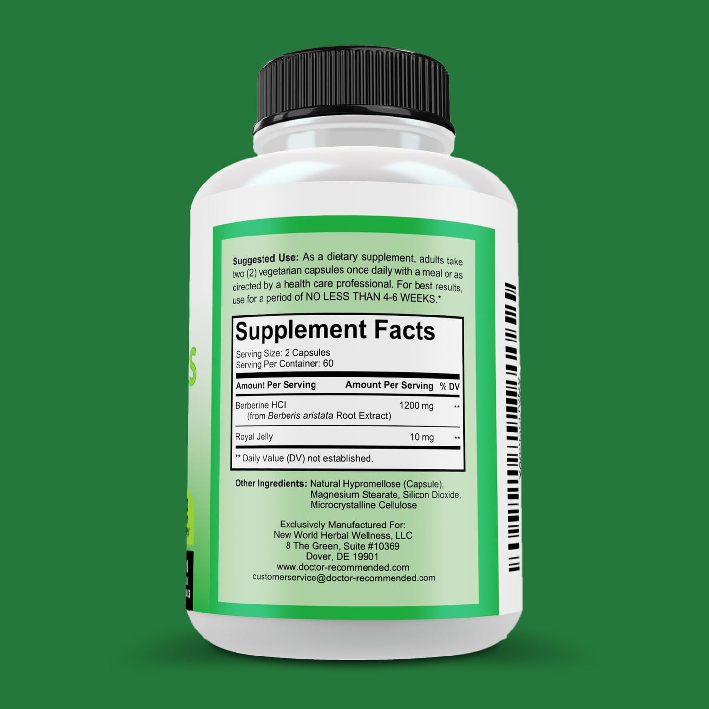 DOCTOR RECOMMENDED SUPPLEMENTS Plus 1200mg Per Serving - 120 Veggie Capsules with Royal Jelly