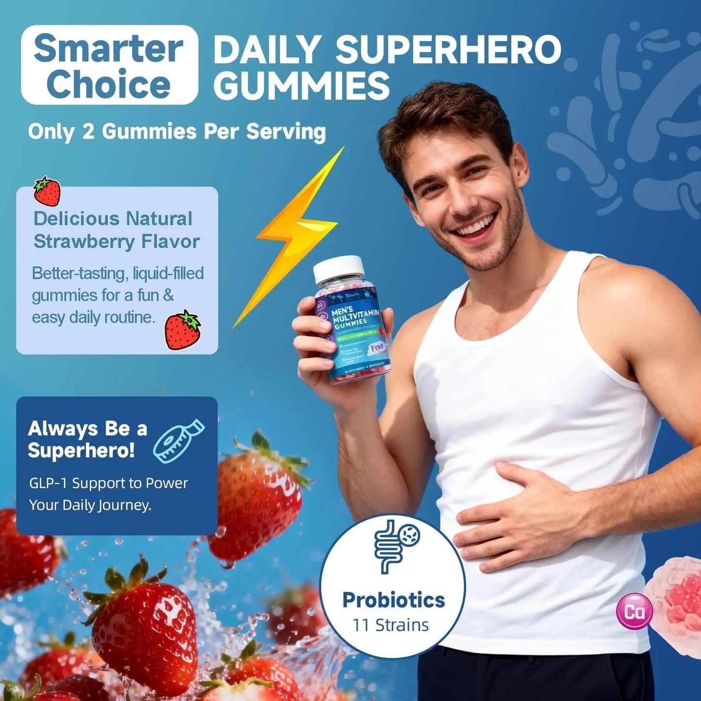Totaria Sugar Free Multivitamin for Men with Omega 3, Probiotics, Mens Multivitamins Gummies w/Methylated B Complex Totaria