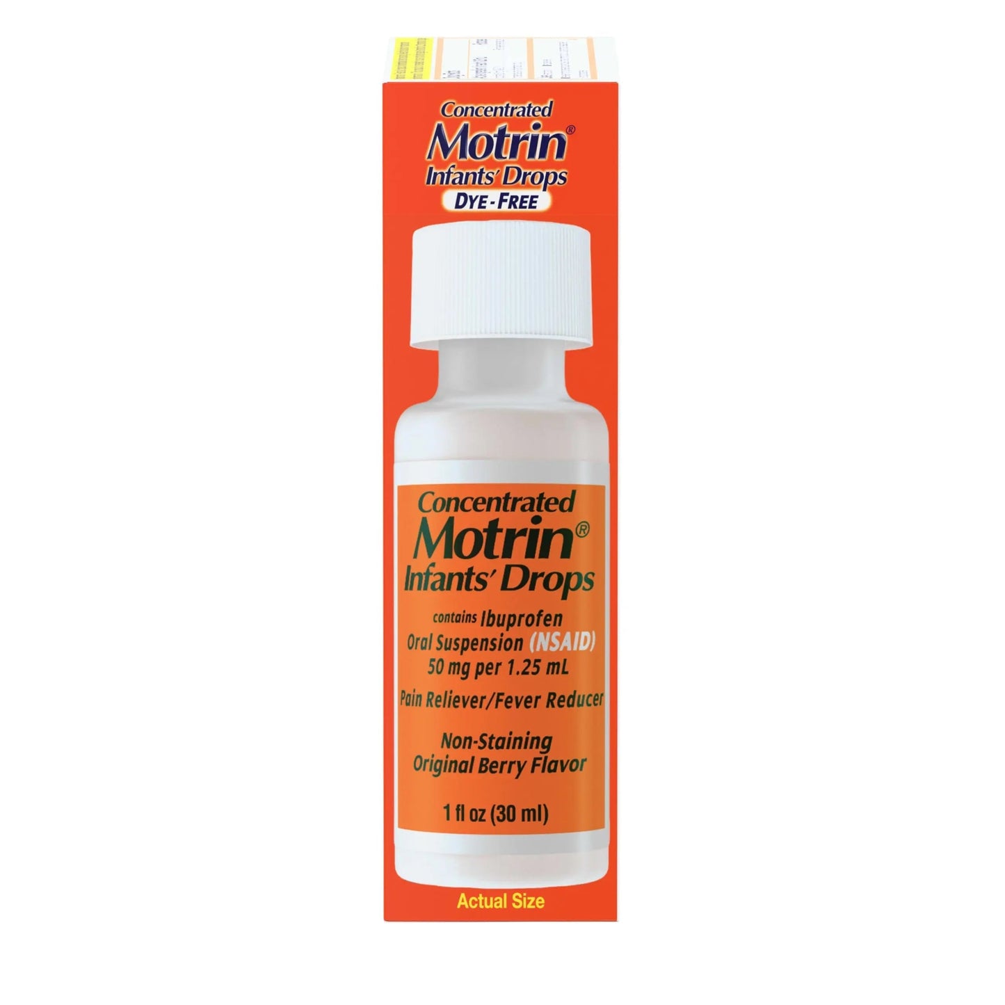 Motrin Infants Infant Ibuprofen Oral Suspension Concentrated Drops, NSAID Fever Reducer & Pain Reliever for Babies, Dye Free, Alcohol-Free, Berry Flavor, Includes Enclosed Syringe, 1 fl. oz Infants' MotrinBuy Supplements Australia