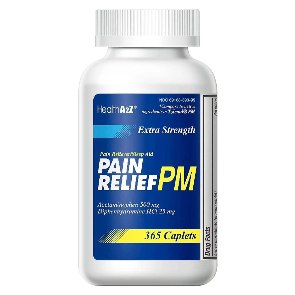 HealthA2Z® Extra Strength Pain Relief PM| Acetaminophen 500mg | Diphenhydramine 25mg | Pain Reliever & Nighttime Sleep Aid | (365 Count (Pack of 1)) HealthA2ZBuy Supplements Australia