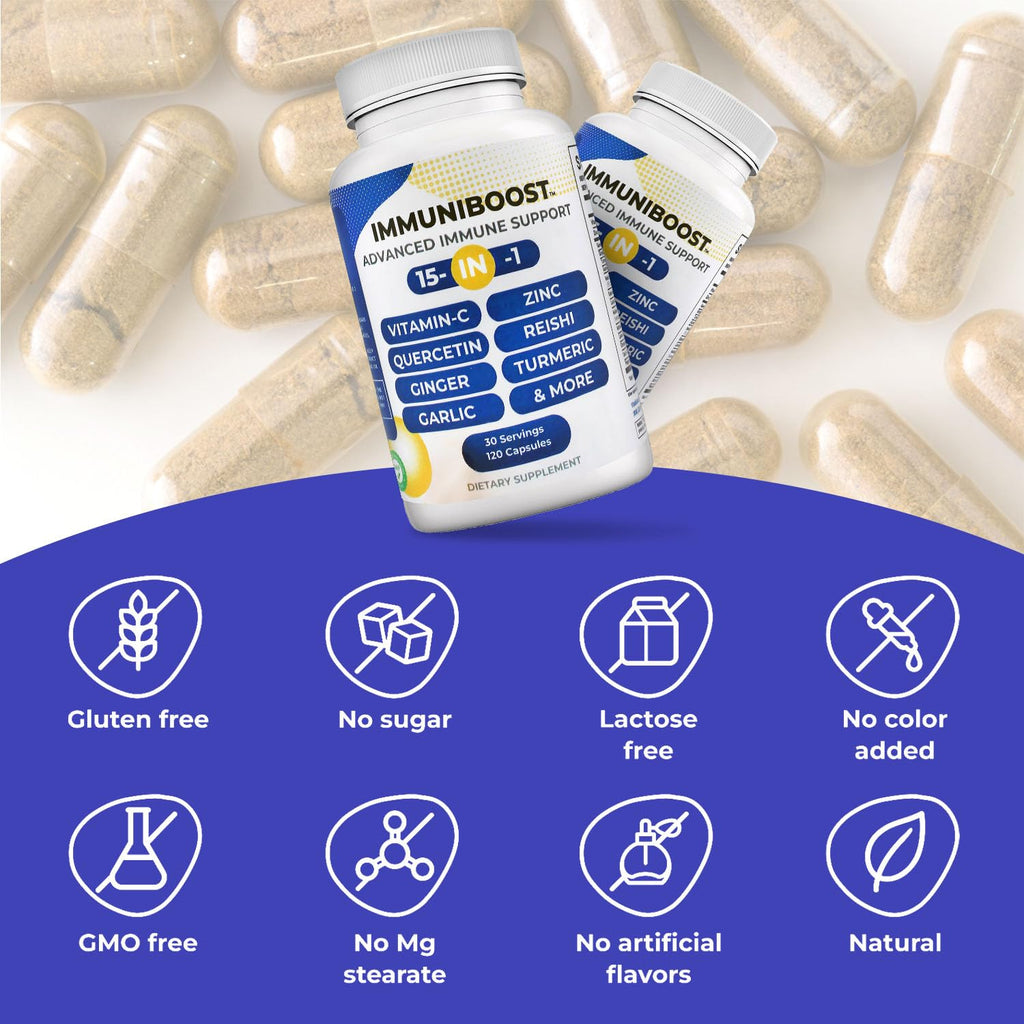 15 in 1 Immune Support Supplement 120 Capsules with Powerful Blend of Turmeric, Ginger, Vitamin C and Zinc Immune Booster for Adults ImmuniBoostBuy Supplements Australia