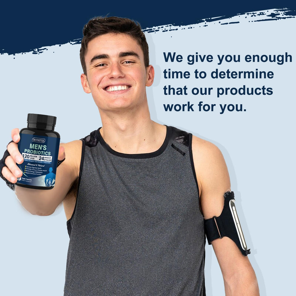 Probiotics for Men Digestive Health, 120 Billion CFUs Mens Probiotic with Digestive Enzymes & Prebiotics & Saw Palmetto & Cranberry for Gut, Prostate & Urinary