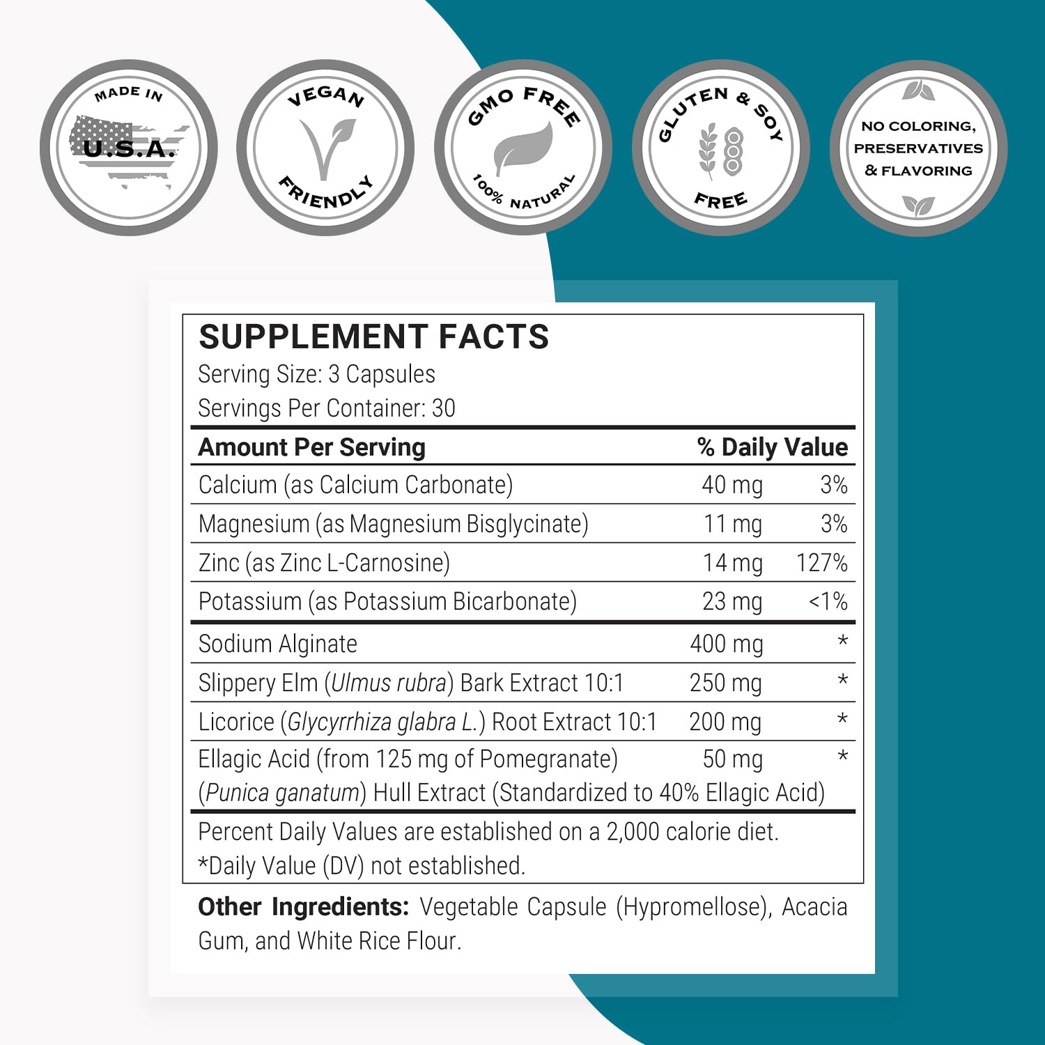 Supersmart Acid Balance Formula (Advanced Complex) - with Zinc L-Carnosine, Slippery Elm Extract, Licorice Root | Non-GMO & Gluten Free - 90 Vegetarian Capsules Supersmart buy supplements Au