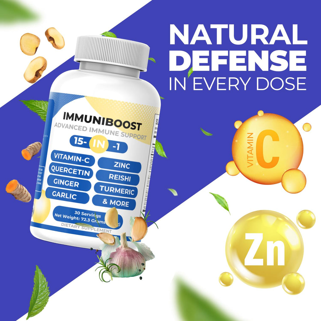 15 in 1 Immune Support Supplement 120 Capsules with Powerful Blend of Turmeric, Ginger, Vitamin C and Zinc Immune Booster for Adults ImmuniBoostBuy Supplements Australia