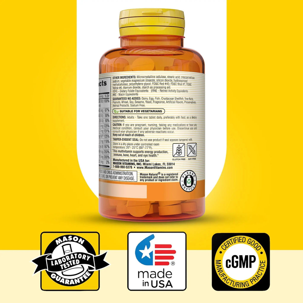 MASON NATURAL Mini Multi Vitamins, Vitamins A, C, D3, E, B1, B2, B3, B6, B12, Folate and Calcium for Overall Health, 1 Year Supply MASON NATURAL