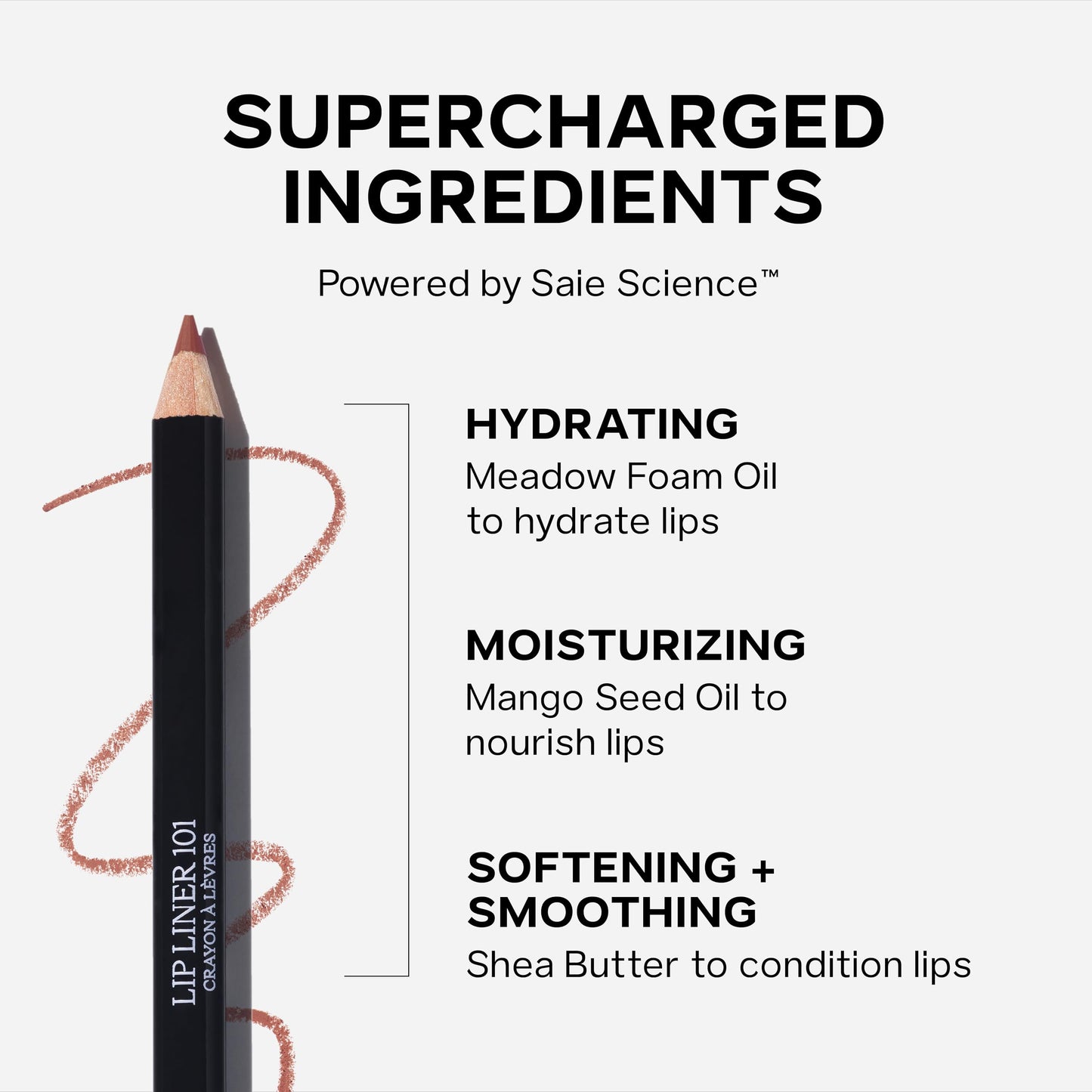 Saie Lip Liner 101 - Lip Pencil Made with a Creamy, Soft Matte Formula for a Naturally Framed or Fully Filled Look - Supercharged with Shea Butter & Jojoba Oil - Tease (.05 oz) SaieBuy Supplements Australia