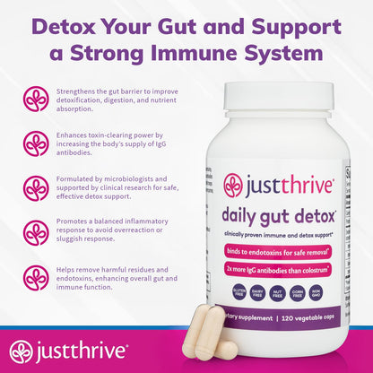 Daily Gut Detox - Ultra-Concentrated Detox & Immune Support Supplement with IgG Antibodies - Promotes Gut Health, Detoxification & Balanced Immune Response