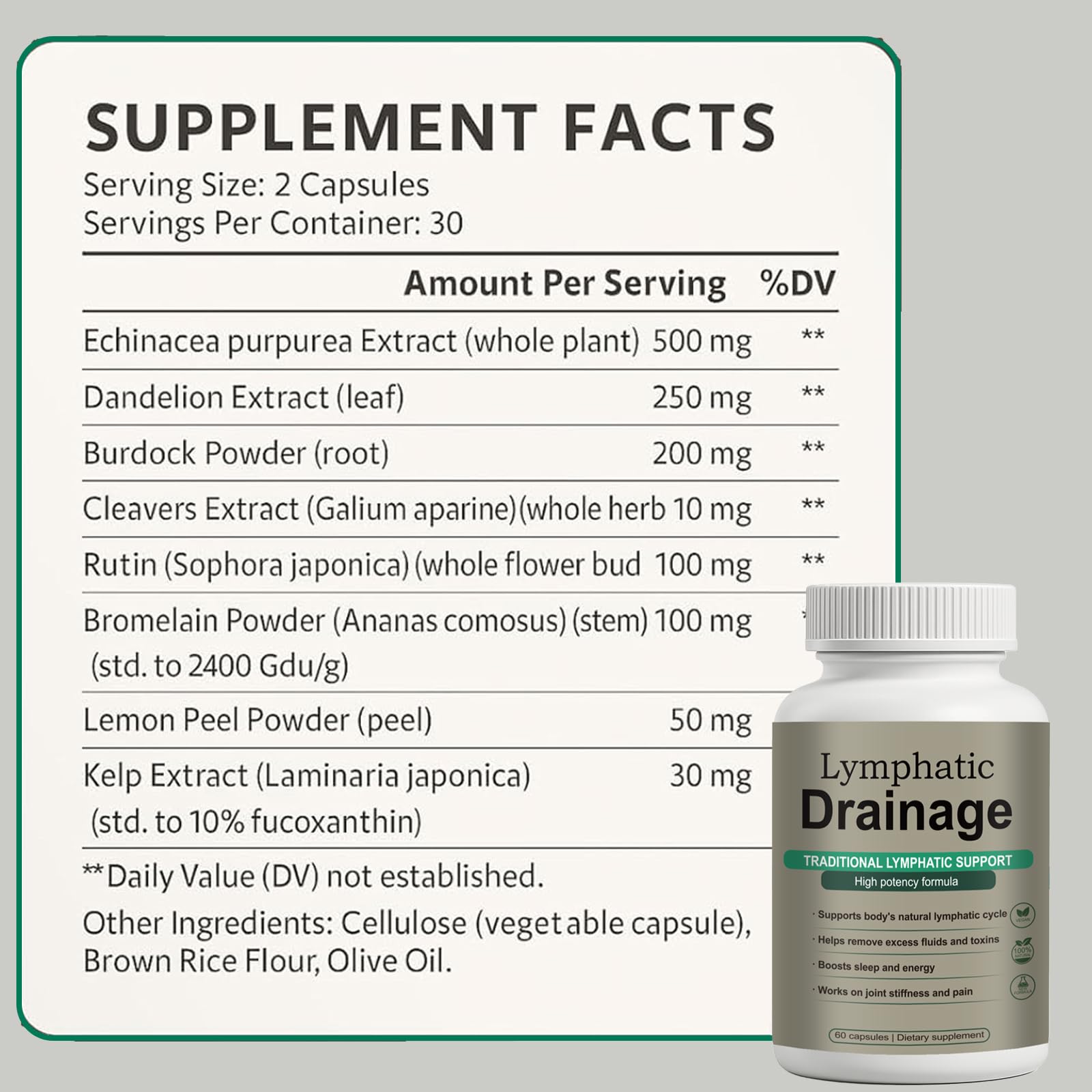Lymphatic Drainage Capsules – Natural Herbal Blend with Dandelion, Burdock, Kelp & Echinacea – Supports Circulation & Fluid Balance Qiuumey buy supplements Au