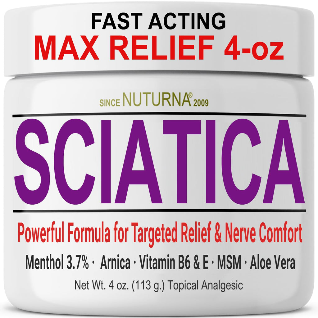 Sciatica Nerve Cream - Maximum Strength Comfort Cream for Feet, Hands, Legs, Toes, Back - Natural Ultra Strength Arnica, MSM, Menthol, Soothing Comfort, Large 4 Oz NuturnaBuy Supplements Australia