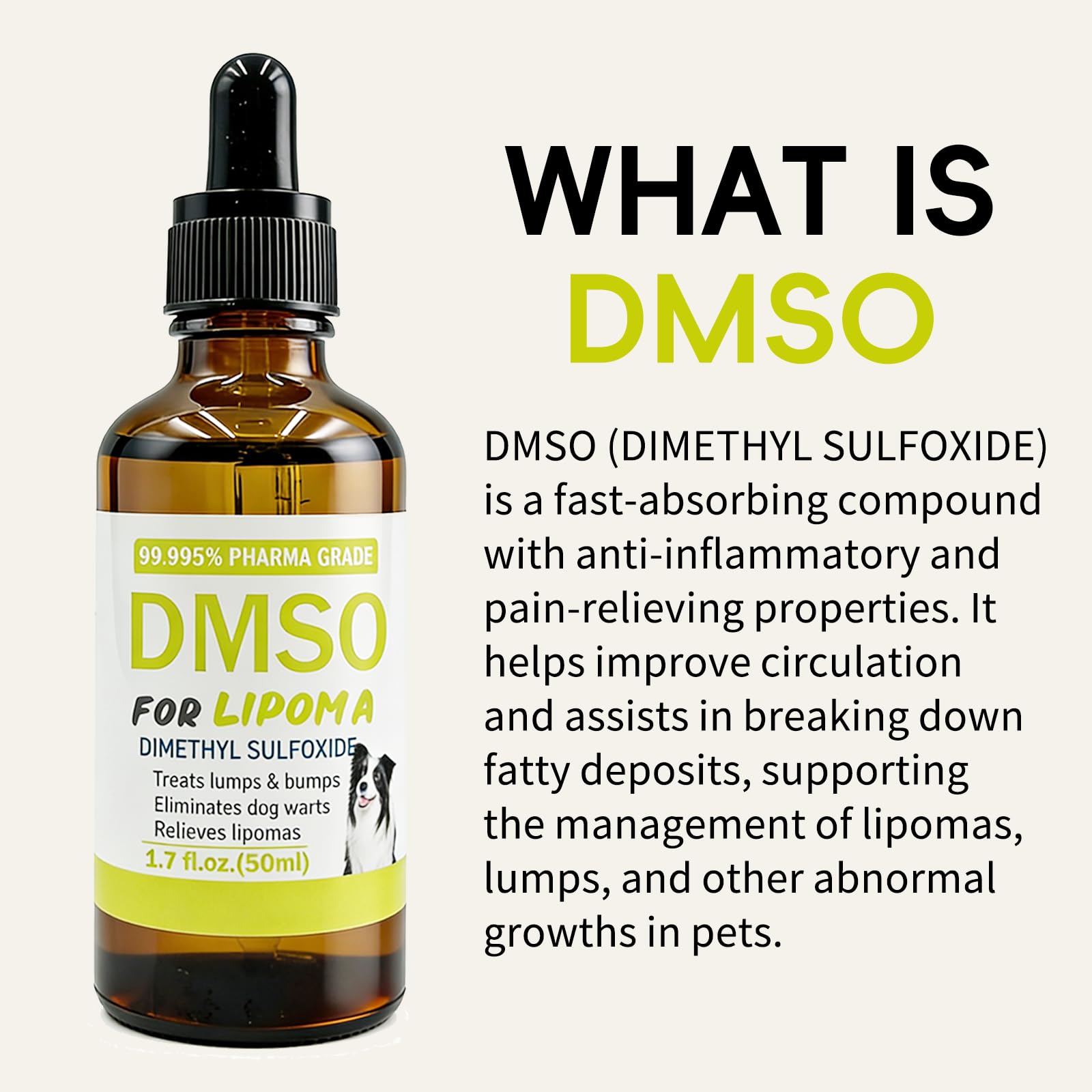 Topical 99.995% DMSO for Dogs Lipoma, Lipoma Treatment for Dogs, Reduce Fatty Lumps and Bumps Inflammation, Swelling, Dog Pain Relief, DMSO in Glass Bottle with Precision Dropper, 1.7 oz Jdicklary buy supplements Au
