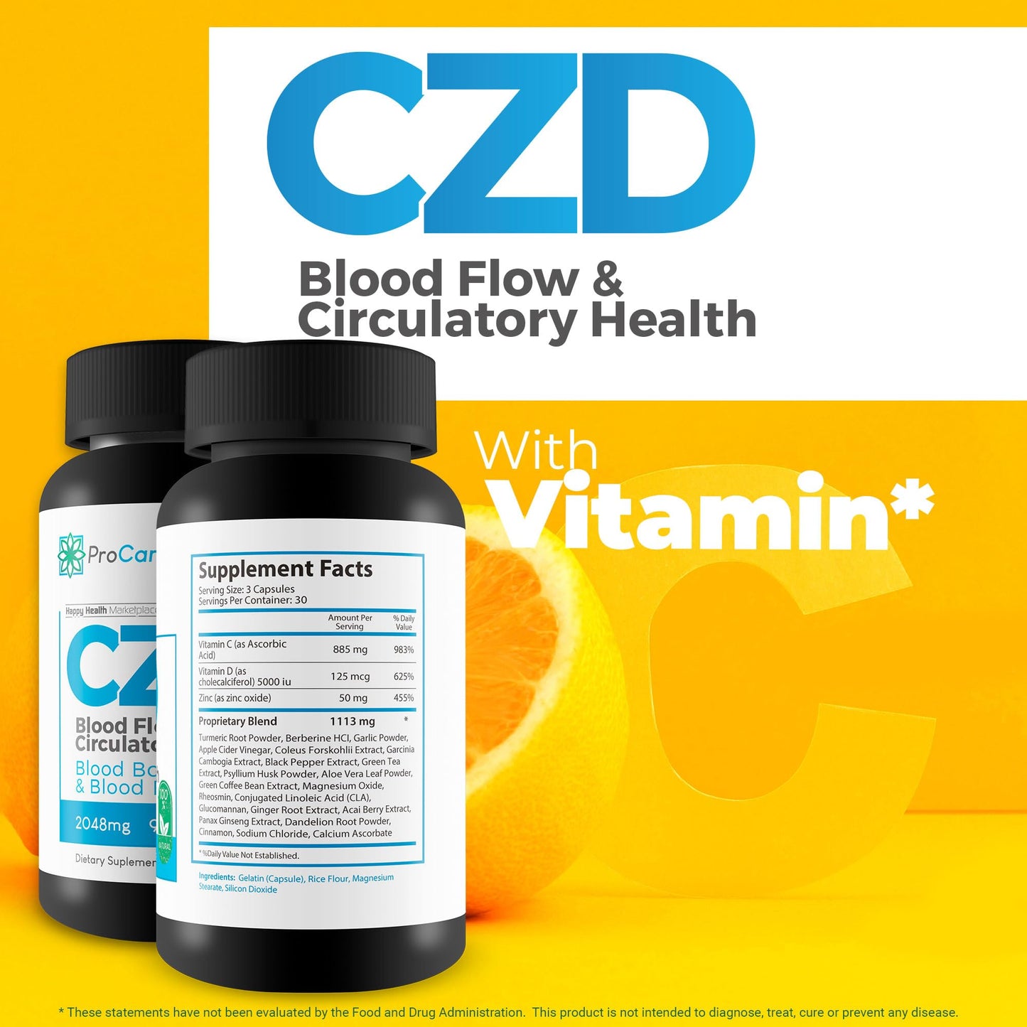 CDZ Supplement Vitamin C D and Zinc Plus Herbs - Our Best Vitamin C D Zinc Blood Booster for Blood Balance & Blood Flow - C Z D Blood Flow & Circulatory Health - Pro Canna Labs Gummies Capsules Happy Health Marketplace buy supplements Au