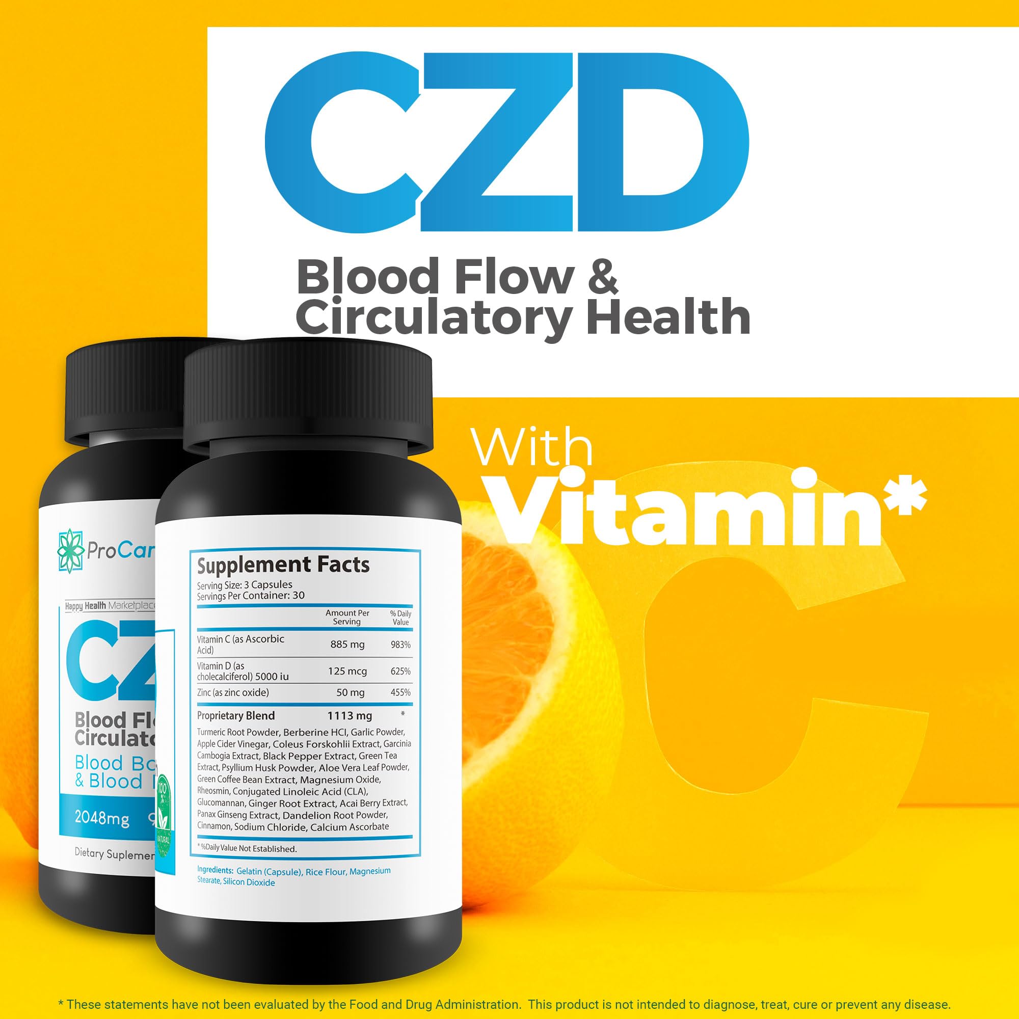 CDZ Supplement Vitamin C D and Zinc Plus Herbs - Our Best Vitamin C D Zinc Blood Booster for Blood Balance & Blood Flow - C Z D Blood Flow & Circulatory Health - Pro Canna Labs Gummies Capsules Happy Health Marketplace buy supplements Au