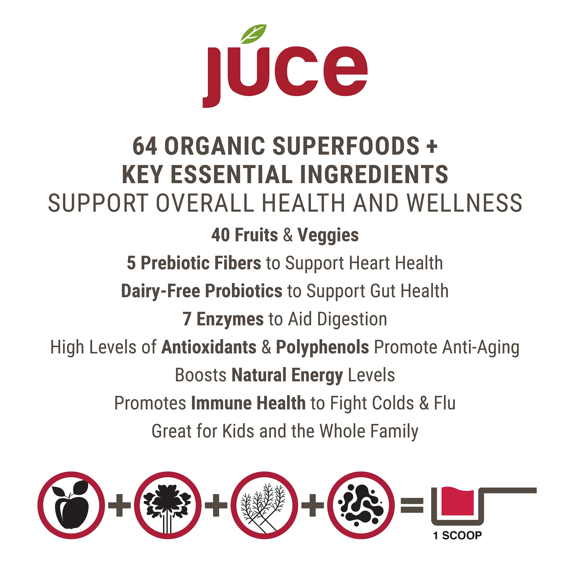 Terra Kai Organics JUCE Reds Organic Superfood Powder - Garden Berry Flavor | Fruit & Veggie Powder for Everyone w/64 Immune Boosting Superfood Plus Probiotics for Gut Health | 20 Servings (230g) Terra Kai OrganicsBuy Supplements Australia