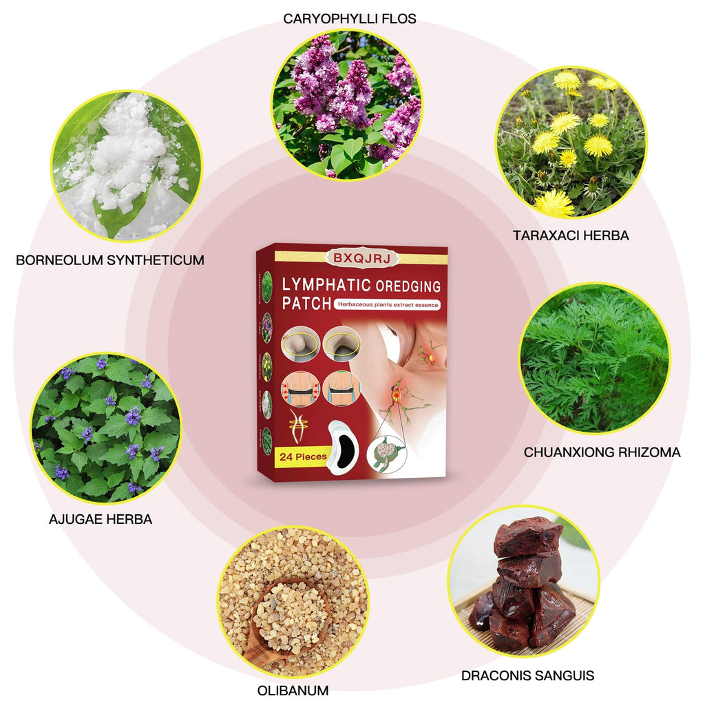 BXQJRJ 24Pcs/Box Herbal Lymph Nodes Patch,Lymphatic Drainage Patch/Patches,Herbal Lymphatic Drainage Care Patch,Neck Lymph Nodes Patch, Lymphatic Massage for Men and Women BXQJRJ buy supplements Au