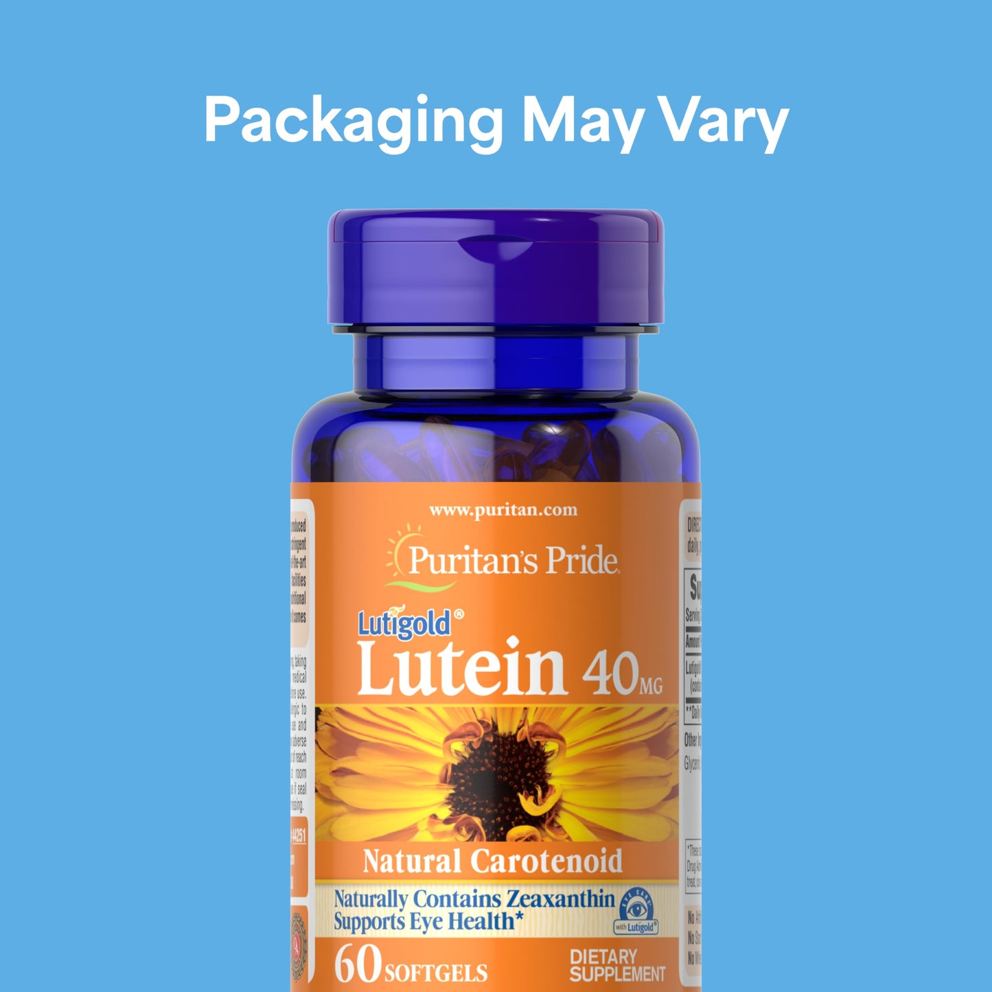 Puritan's Pride Premium Lutigold™ Lutein Carotenoid 40 mg with Zeaxanthin for Men and Women, Dietary Supplement for Eye Health Support, 2 Month Supply, 60 Easy-to-Swallow Softgels