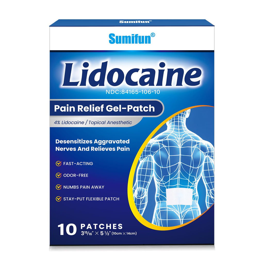 Sumifun 4% Lidocaine Pain Patches - Maximum OTC Strength Pain Relief for Lower Back Pain, Neck Sore, Joint Pain - Fast Acting & Long Lasting 8 Hours, 10 Counts SumifunBuy Supplements Australia