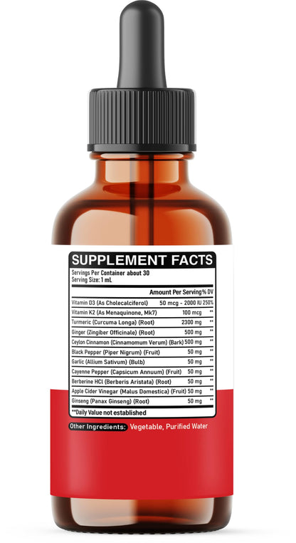 11in1 Turmeric Supplement for Health Heart & Wellness Support – with Ginger, Garlic, Ceylon Cinnamon, Berberine, Ginseng, Apple Cider Vinegar – 30ml Liquid Drops – 60 Servings DEDICAD buy supplements Au