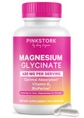 Pink Stork Magnesium Glycinate with Vitamin D - Magnesium Supplement for Women to Support Natural Calm, Mood, and Sleep - Hormone Balance for Women