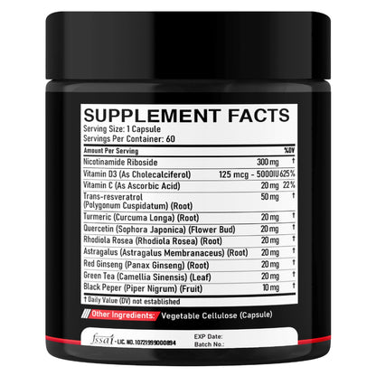 DEDICAD 11in1 NAD Supplement with Nicotinamide Riboside, Quercetin, Resveratrol and 8 More - 2 Month Supply DEDICAD buy supplements Au