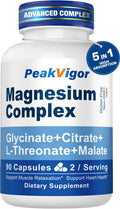 PeakVigor Magnesium Complex supplement bottle with blue and white label