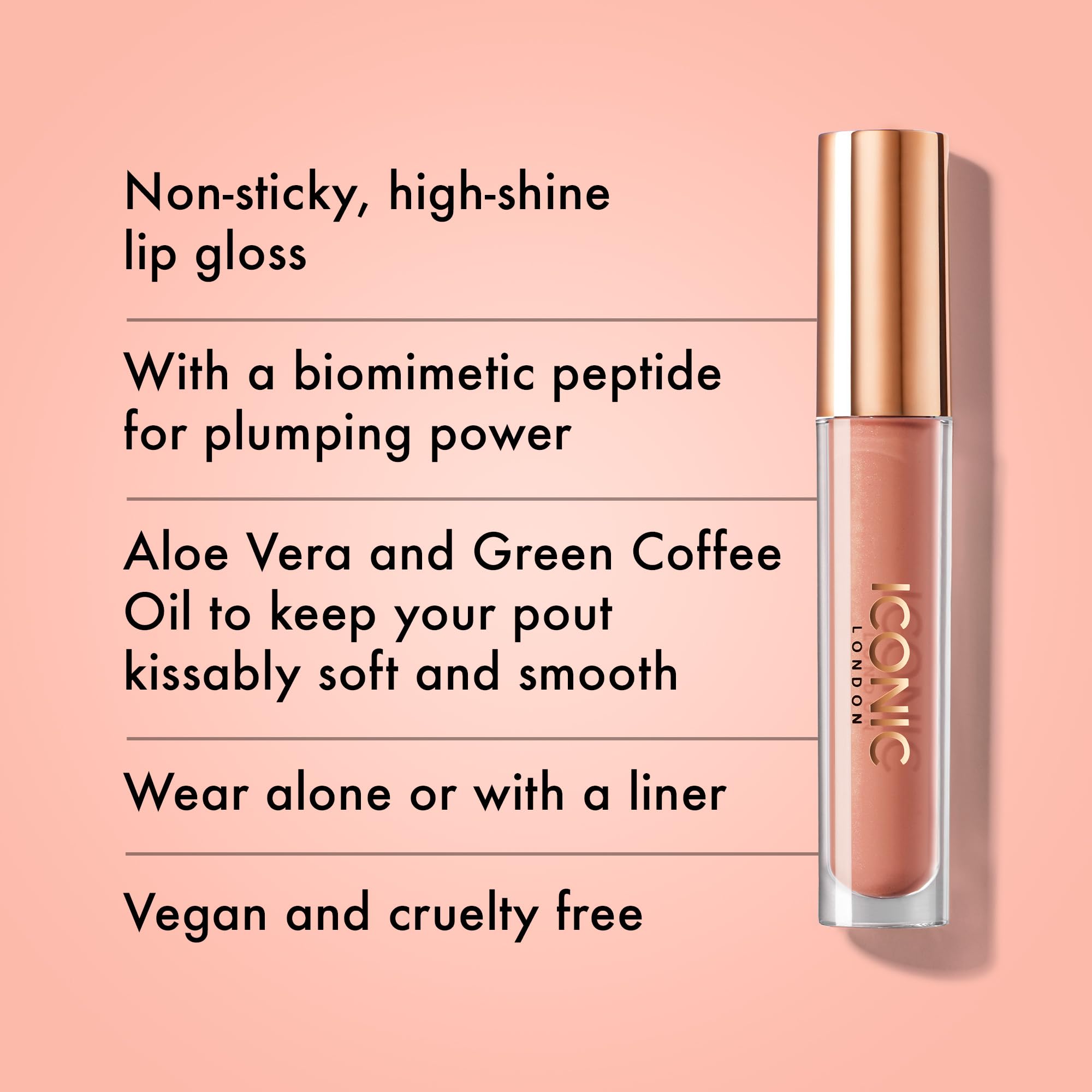 ICONIC LONDON Lip Pumping Gloss | High-Shine, Non Sticky, Lip Gloss infused with Biomimetic Peptide for Voluminous Looking Lips, Cruelty Free, Vegan Makeup, 0.16 Fl oz ICONIC LONDON buy supplements Au