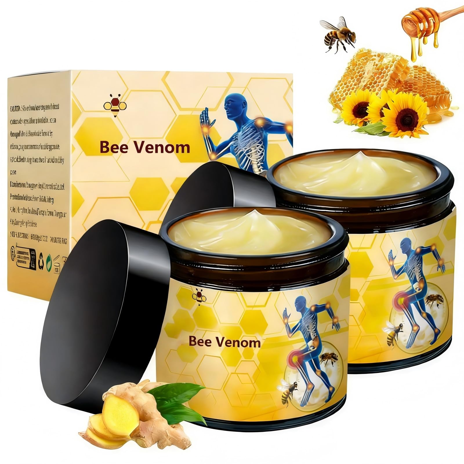 2 Pcs Bee Venom Cream, Professional Bee Venom Cream, Natural Joint Gel, for Neck,Waist,Back Hand Feet and Leg LinTsingBuy Supplements Australia