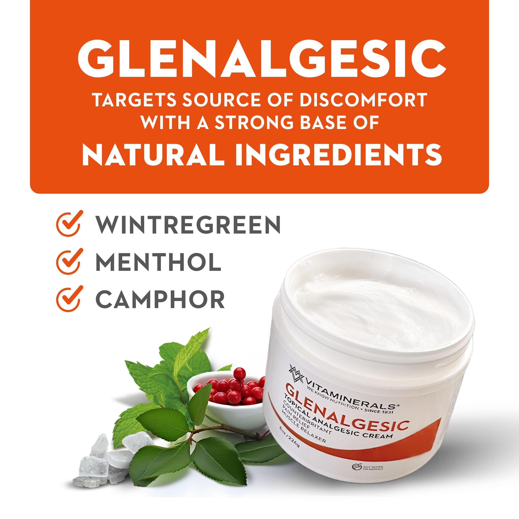 Vitaminerals 171 Glenalgesic® Pain Support Analgesic Balm, Muscle & Joint | Maximum Strength | Menthol | Camphor (8 oz) VitamineralsBuy Supplements Australia