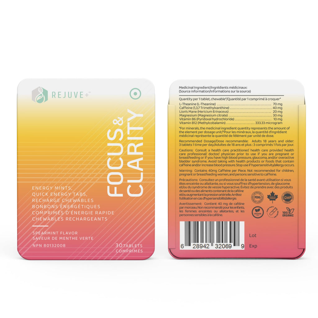 REJUVE+ Focus & Clarity Nootropic Supplement – Brian Boost | L-Theanine, Caffeine, Lion’s Mane, Magnesium, Vitamin B6 & B12 | Brain Support, Memory, Focus & Energy | Mint Flavor (30 Chewables) (1) REJUVE+ buy supplements Au