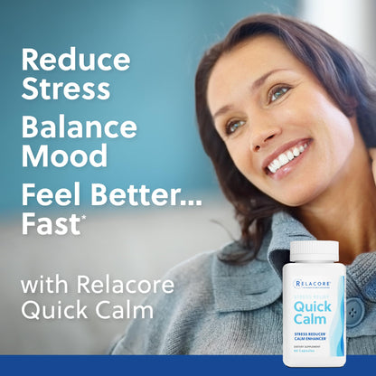 Relacore Quick Calm Mood Support Supplement with Ashwagandha, L-Theanine, Rapid Stress Relief and Relaxation – Cortisol Supplement - 60 ct Relacore buy supplements Au