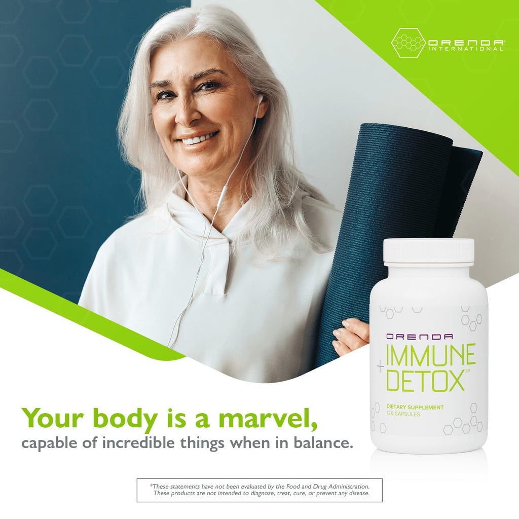 Orenda Immune + Detox - Specialized Formula with Calcium d-Glucarate, Beta 1,3 Glucans & IMMUSE® for Wellness and Balance - 120 Capsules