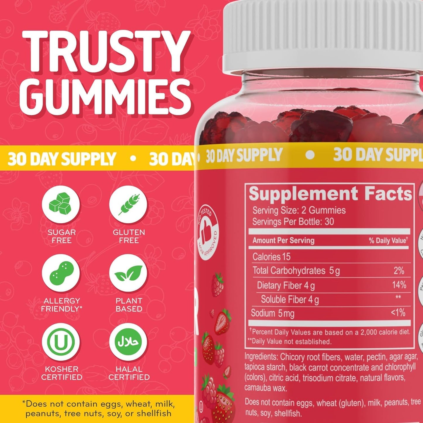 Desired Life Prebiotic Fiber Gummies for Adults and Kids – 4g Sugar Free Natural Berry Flavored Gummies - Supports Digestive Health